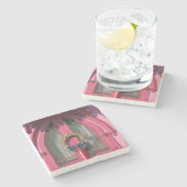 ピンクドアジンジャーブレッドコテージ- Martha's Vineヤード ストーンコースター (横)