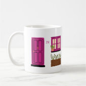 ピンクドア付きハウスカスタム引用文 コーヒーマグカップ (左)