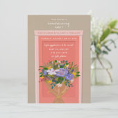 ピンクドア引っ越し祝いパーティーパーティー 図解入りの、写真付きの 招待状 (スタンド正面)