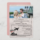 ピンクドイツパスポート結婚式招待状 招待状 (正面/裏面)