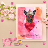 ピンクドイツ羊飼いバレンタインデーのギフトドッグ シーズンポストカード