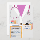 ピンクドクタースクラブ誕生日パーティーの招待 招待状 (正面/裏面)