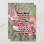 ピンクドグウ絵を描ウッドのフローラアートパーティー 招待状 (正面/裏面)