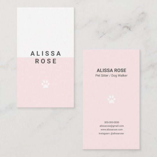 ピンクドッグウォーカーペット着座名刺 名刺 (正面/裏面)