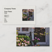 ピンクドッグウッドとゲラニウムのポット 名刺 (正面/裏面)