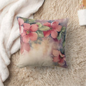 ピンクドッグウッド水彩 クッション (ブランケット)