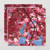 ピンクドッグウッド花誕生日 招待状 (正面/裏面)