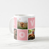 ピンクドッグハートラブフォトコラージュ コーヒーマグカップ (正面左)