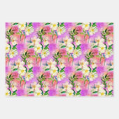 ピンクドッグバラウオーターカラーフローラ包装紙 ラッピングペーパーシート (正面3)