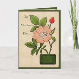 ピンクドッグバラ植物学イラストレーション – パーソナライズ カード