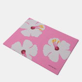 ピンクドッグフードマットのハイビスカス ドアマット (アングル)