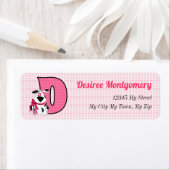 ピンクドッグモノグラム文字Dアドレス ラベル (インサイチュ)