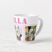 ピンクドッグ3フォトコラージュ（名前あり） カフェラテマグ (右アングル)