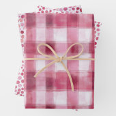 ピンクドットとパタ市松模様にーンギフトラップデザイン ラッピングペーパーシート (インサイチュ)
