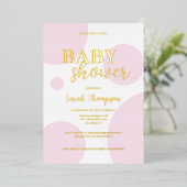 ピンクドットカスタムズベビーシャワーゴールドフォイルモダン 箔シーズンカード (立ち正面)