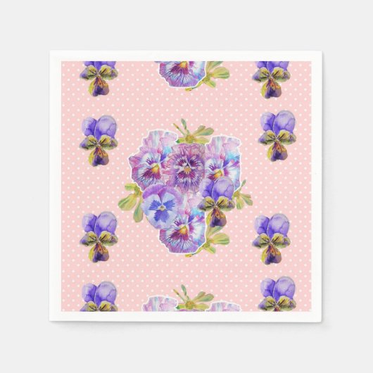 ピンクドットシャビーシックなパンシーデコーサーヴィエットナプキンス スタンダードカクテルナプキン (正面)