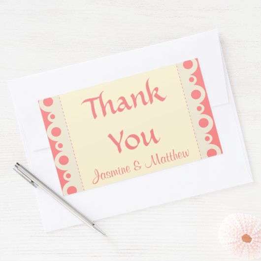 ピンクドットパーソナライズされたのステッ結婚カー 長方形シール (封筒)