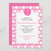 ピンクドットモダンフォトバプテスマ招待状 招待状 (正面/裏面)