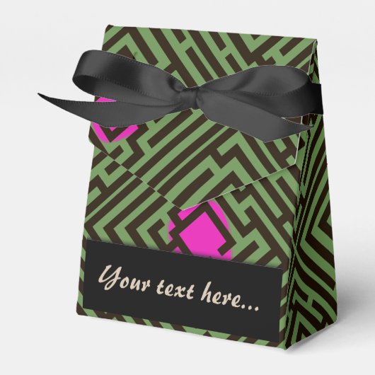 ピンクドット付き迷路パターカスタムン文字 フェイバーボックス (正面サイド)