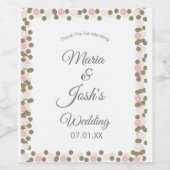 ピンクドット紙吹雪縁ど結婚金ゴールド ワインラベル (シングルラベル)