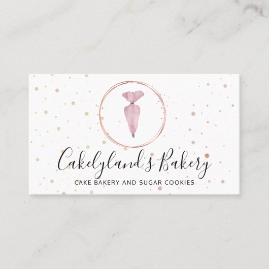 ピンクドット象徴的な水の色ケーキメーカーベーカリー 名刺 (正面)