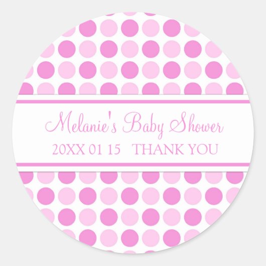 ピンクドット赤ちゃんシャワー好きステッカー ラウンドシール (正面)