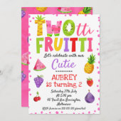 ピンクドット2カラフルティフルッティ誕生日インビタ 招待状 (正面/裏面)