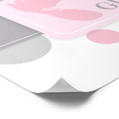 ピンクドット&足プリントガールベビーシャワーバナー ポスター (角)