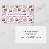 ピンクドナッツカップケーキウォーターカラーベーカリー 名刺 (正面/裏面)