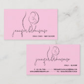 ピンクドミニマルウラユニーク誕生コーチ妊娠中 名刺 (正面/裏面)