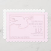 ピンクドモダンーヴベビーカスタムお祝いオブ・ライフ 招待状 (正面/裏面)