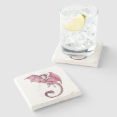 ピンクドラゴンの春自然ファンタジーアート ストーンコースター (横)