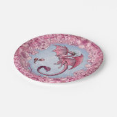 ピンクドラゴンの春自然ファンタジーアート ペーパープレート (アングル)