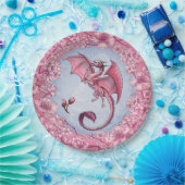 ピンクドラゴンの春自然ファンタジーアート ペーパープレート (パーティー)