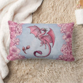 ピンクドラゴンの春自然ファンタジーアート ランバークッション (ブランケット)