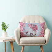 ピンクドラゴンの春自然ファンタジーアート ランバークッション (椅子)