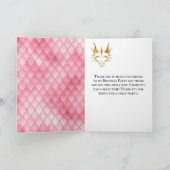 ピンクドラゴンはかりで測金ゴールドフェイクグリッター誕生日 サンキューカード (内部)