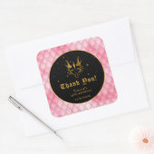 ピンクドラゴンはかりで測金ゴールド誕生日ありがとう スクエアシール (封筒)