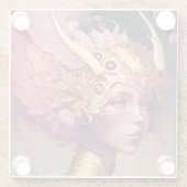 ピンクドラゴンウーマンファンタジーアート ガラスコースター (裏面)