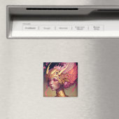 ピンクドラゴンウーマンファンタジーアート マグネット (インサイチュ (食洗機))