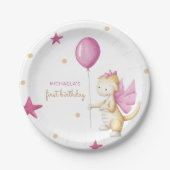 ピンクドラゴンガールバースデーパーティー ペーパープレート (正面)
