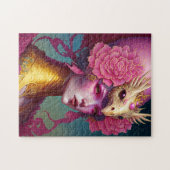 ピンクドラゴンスカル女性ファンタジーアート ジグソーパズル (横)