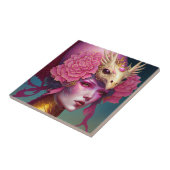 ピンクドラゴンスカル女性ファンタジーアート タイル (側面)