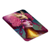 ピンクドラゴンスカル女性ファンタジーアート マグネット (右側)