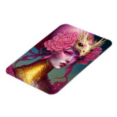 ピンクドラゴンスカル女性ファンタジーアート マグネット (左側)