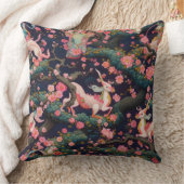 ピンクドラゴンズとさくらんぼ花装飾用クッション クッション (ブランケット)