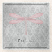 ピンクドラゴンフライダマスク ガラスコースター (正面)