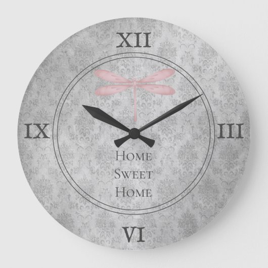 ピンクドラゴンフライダマスク ラージ壁時計 (正面)