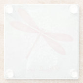 ピンクドラゴンフライパーソナライズされたグラスコースター ガラスコースター (裏面)