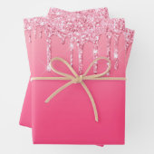 ピンクドリッピンググリッターガーリートレンディーシックモダン ラッピングペーパーシート (インサイチュ)